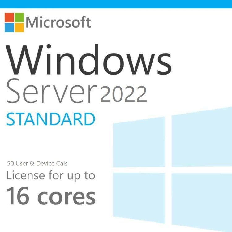 Windows Server 2022 Standard Edition (Upto-16Core) with 50 User and Device Cals | Download link and Activation Code | Lifetime License